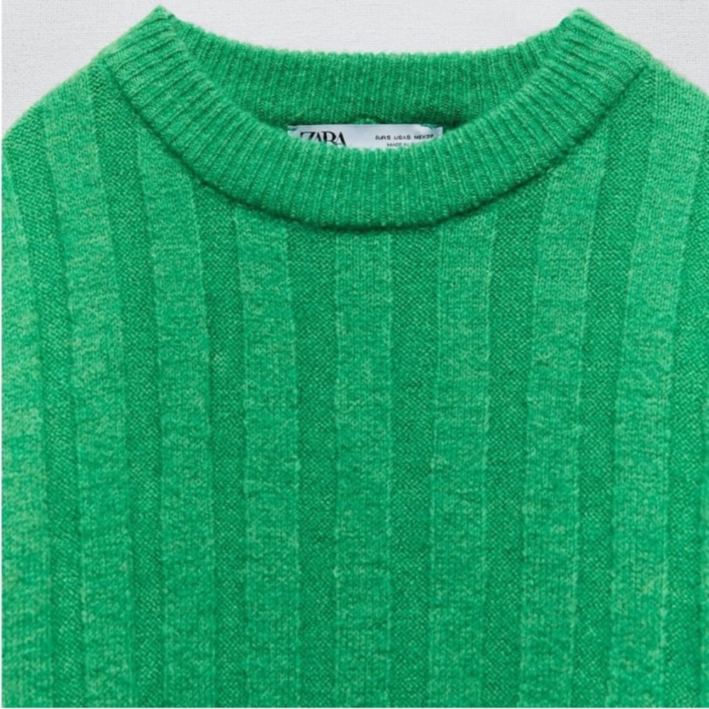 🟢 ZARA Bloggers Fav Long-Sleeved Ribbed Knit Midi Dress Size SM. Sweater Dress - Picture 9 of 16